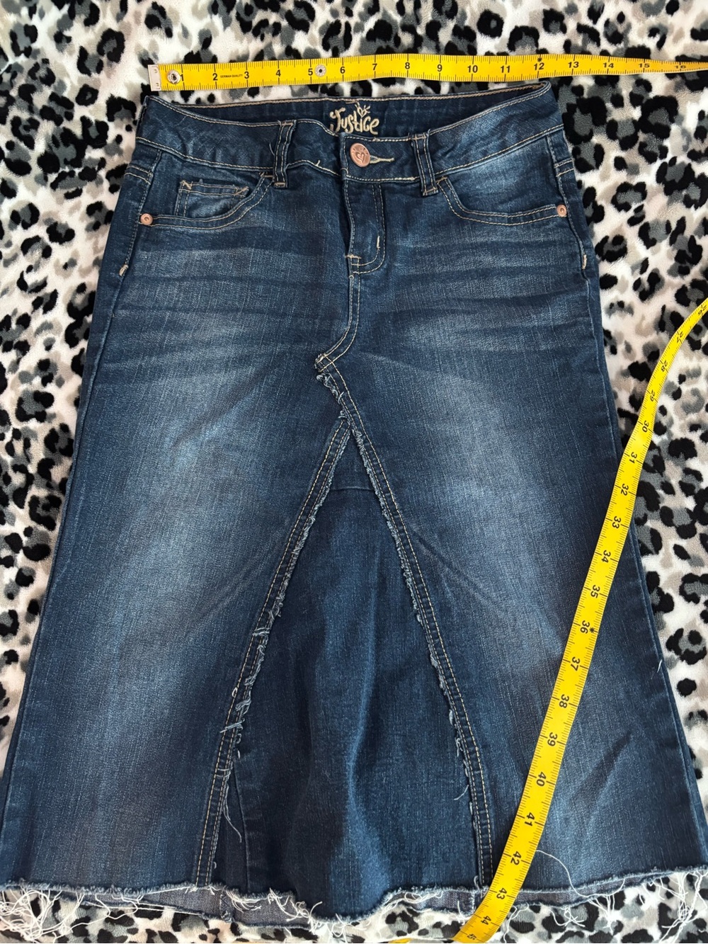 JusTice Women's Dark Wash Denim Skirt-Style Jeans